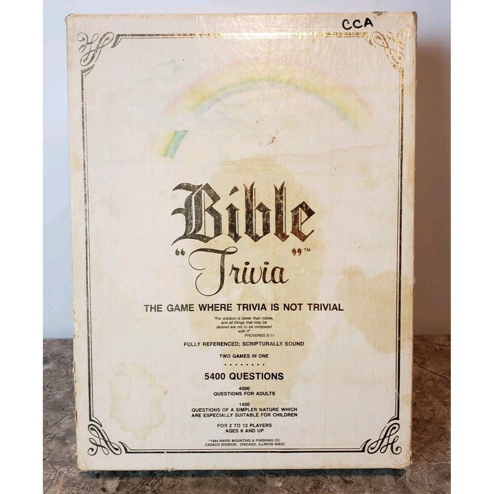 Bible "Trivia" Board Game Cadaco 1984 Vintage Incomplete Questions Kids, Adult's